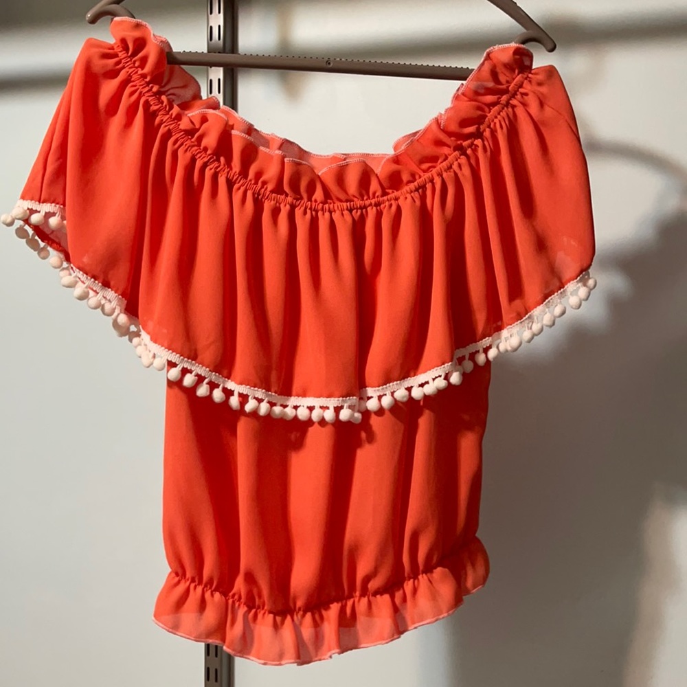Orange off the shoulder crop top